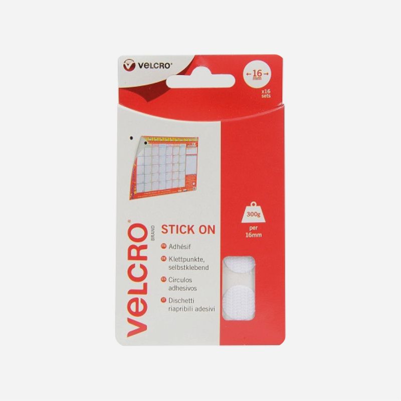 VELCRO&reg; BRAND STICK ON COINS 16mm WHITE H & L 60227