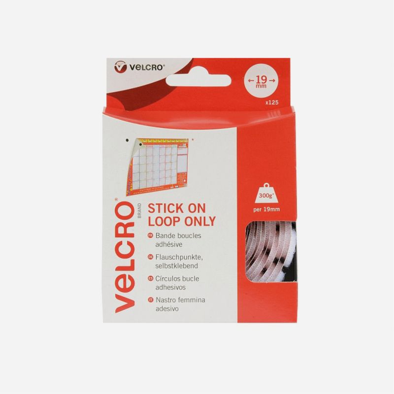 VELCRO&reg; BRAND COINS 19mm LOOP ONLY WHITE(125 COINS)60232