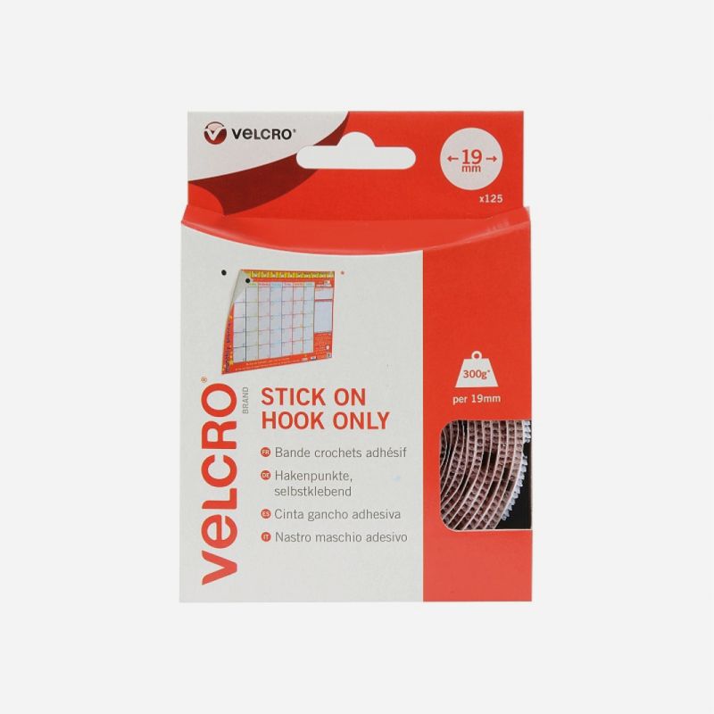 VELCRO&reg; BRAND COINS 19mm HOOK ONLY WHITE (125 COINS)60233