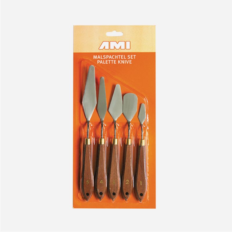 METAL PALETTE KNIFE SET OF 5 ASSORTED SIZES