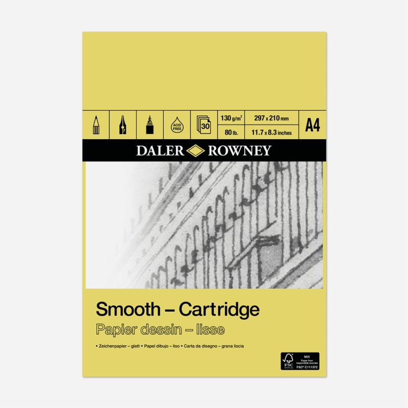 DR SMOOTH CARTRIDGE GUMMED A4 PAD 130gsm YELLOW