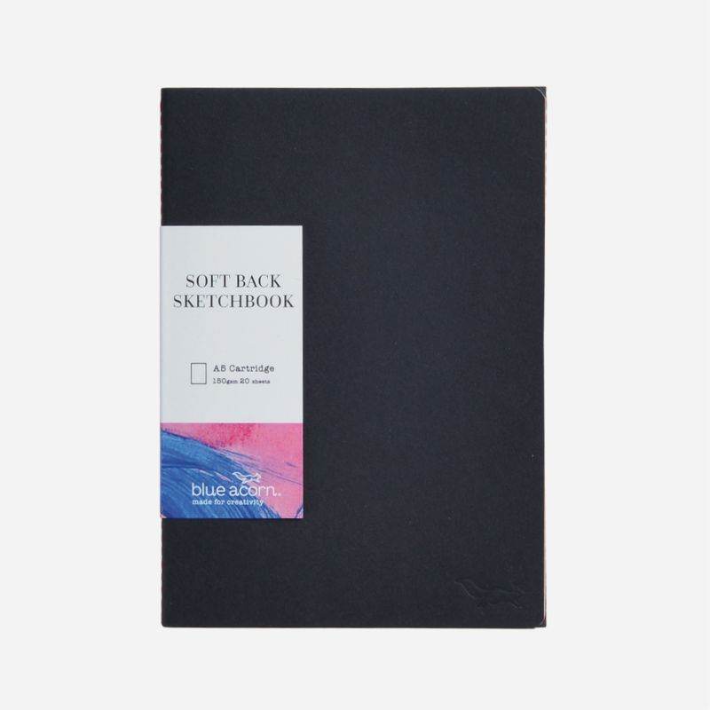 SOFTBACK SEWN SKETCH BOOK A6 40pp 150g BLACK COVER