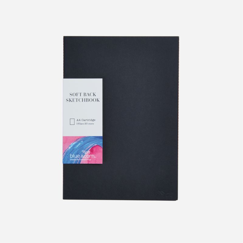 SOFTBACK SEWN SKETCH BOOK 150g OVERSIZED A4 40pp BLACK COVER