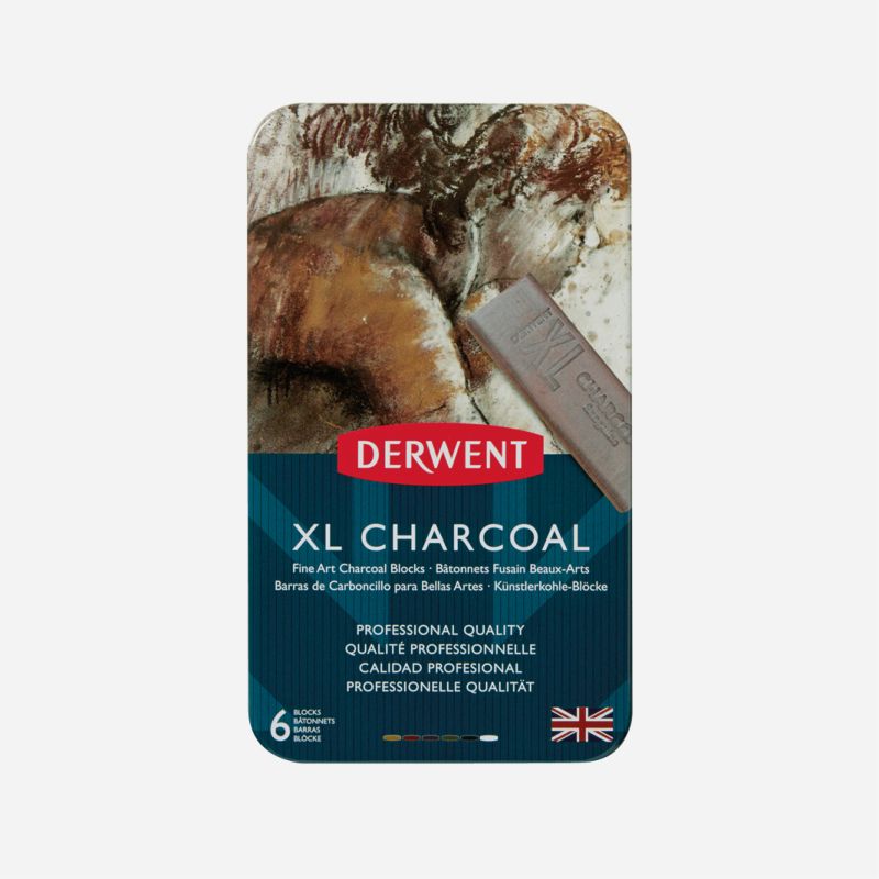 DERWENT XL CHARCOAL BLOCKS 6 ASSORTED COLOURS TIN