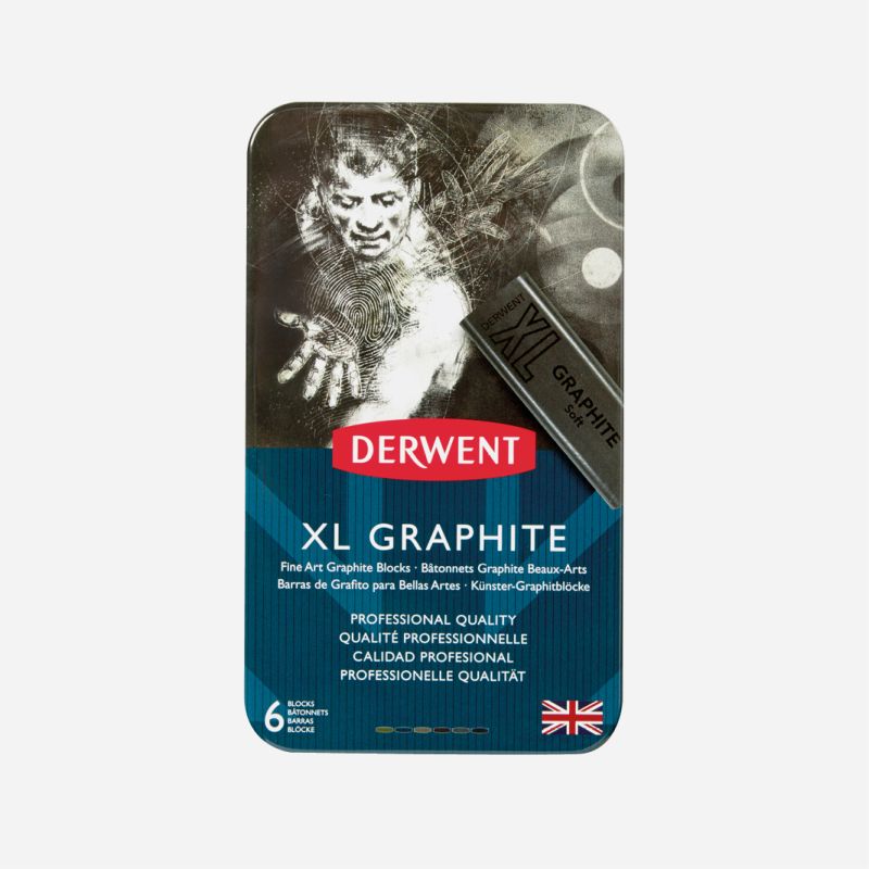 DERWENT XL GRAPHITE BLOCKS 6 ASSORTED COLOUR TIN