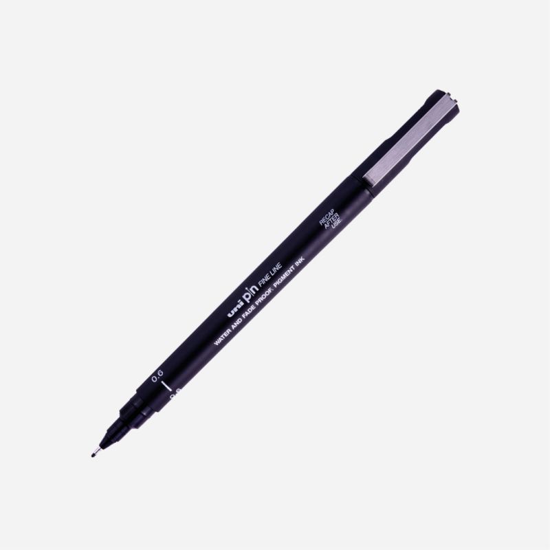 Uni-Pin Black Fineliner Pen  0.6