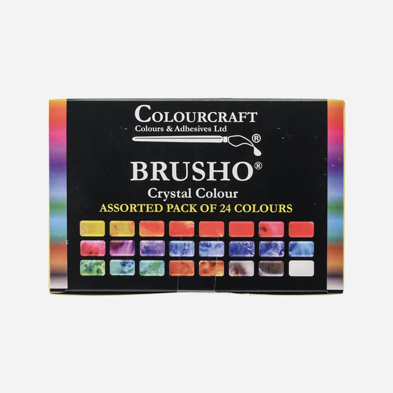 BRUSHO ASSORTED PACK OF 24 CRYSTAL COLOURS 15g