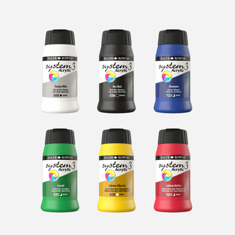 DALER ROWNEY SYSTEM 3 ACRYLIC 500ml – SET OF 6