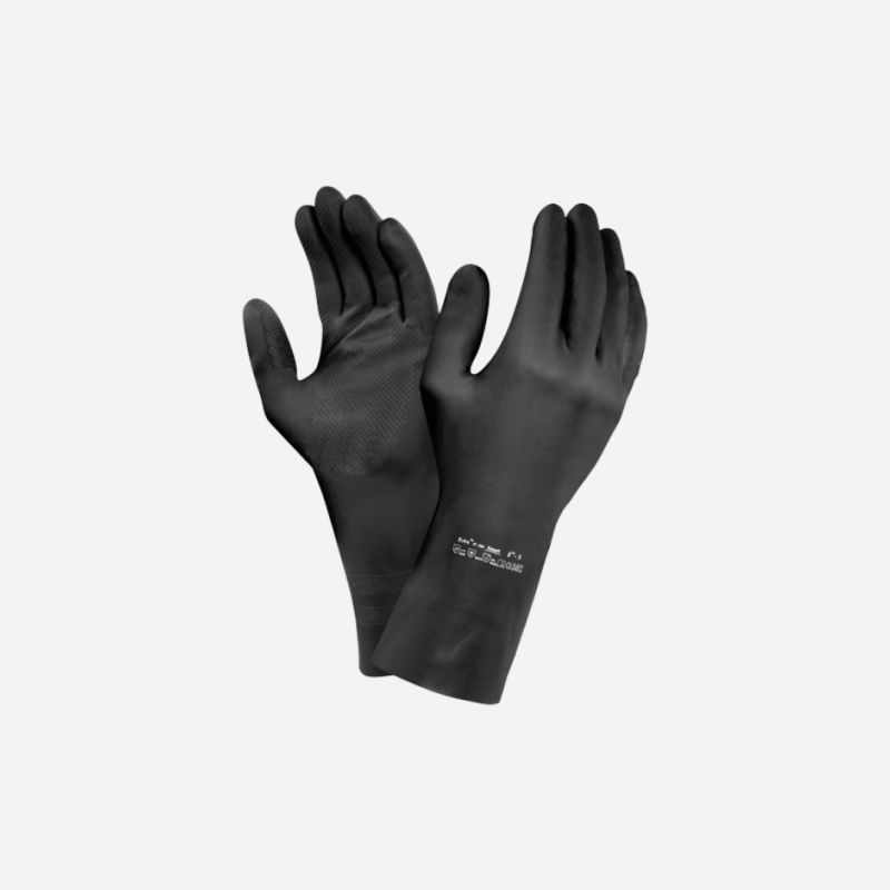 ANSELL EXTRA PROTECTION BLACK LATEX GLOVES MEDIUM 0187-950