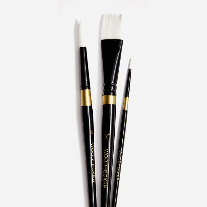 WOODPECKER FLAT BRUSH SET OF 3 SMALL