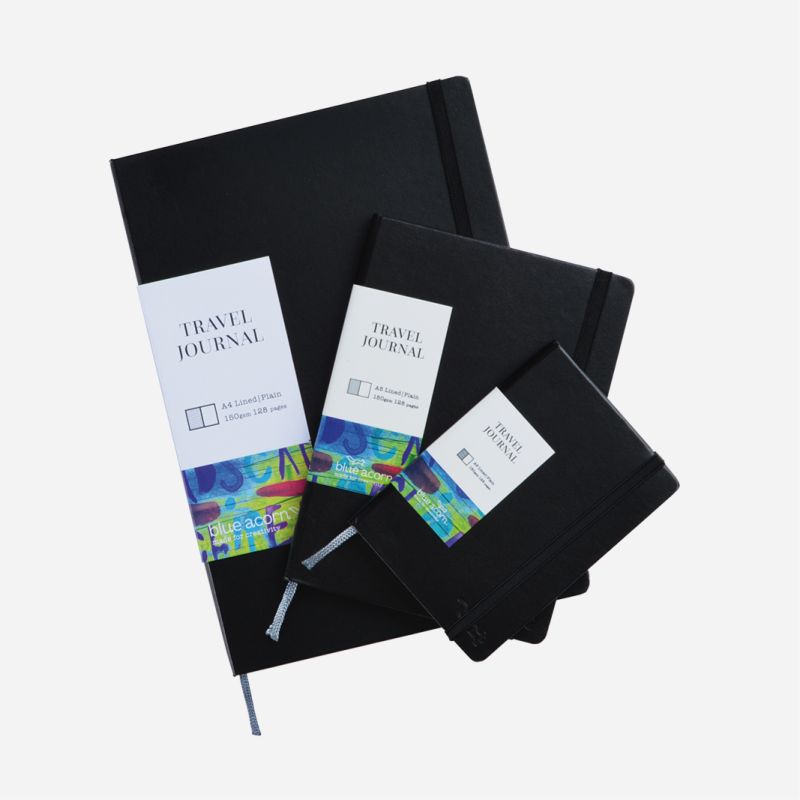 BLUE ACORN TRAVEL JOURNAL 128pp 150gsm LINED&PLAIN