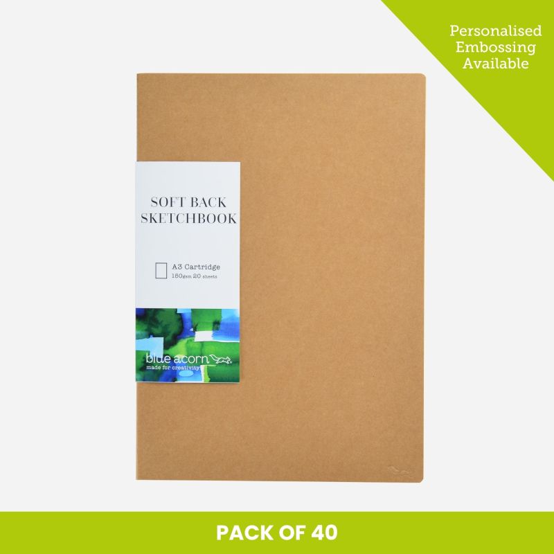 SOFTBACK SEWN SKETCHBOOK A3 40pp 150g NATURAL COVER PACK OF 240