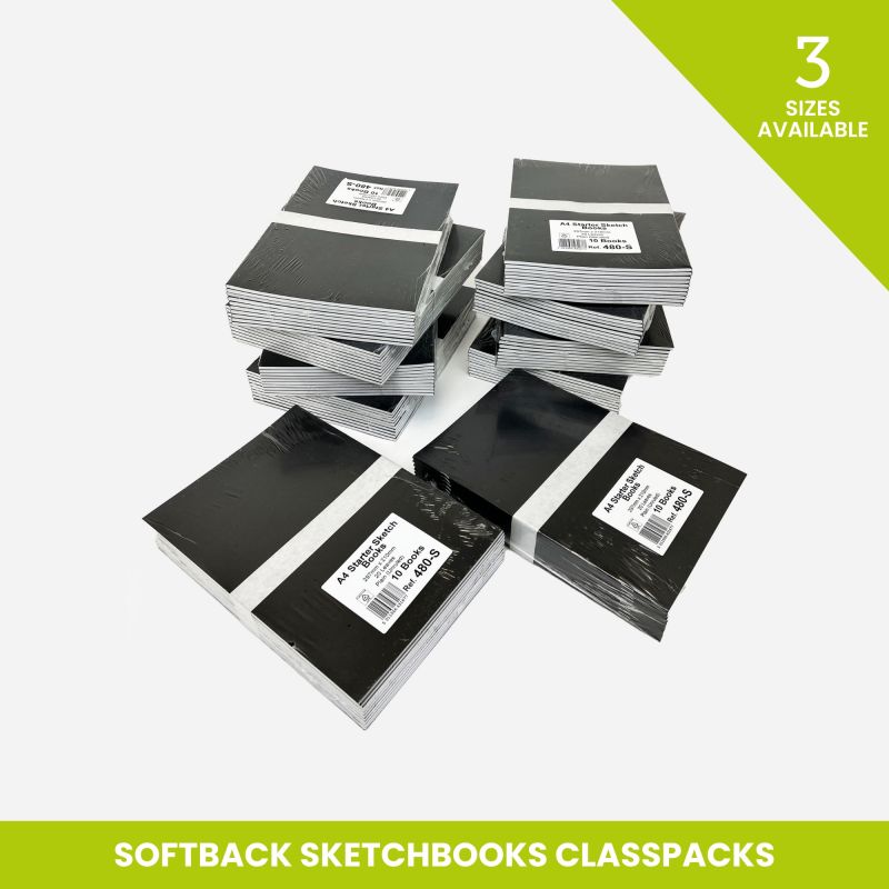 SOFTBACK LAMINATED BLACK COVER STAPLED SKETCHBOOK 140GSM CLASSPACK