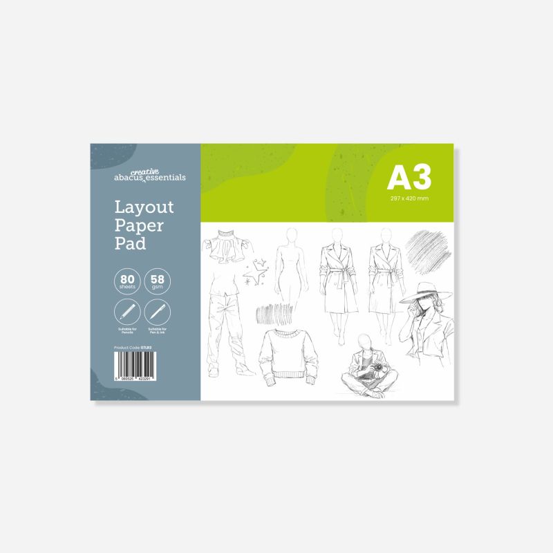 ABACUS ESSENTIALS LAYOUT PAPER PAD A3 58GSM 80 SHEETS