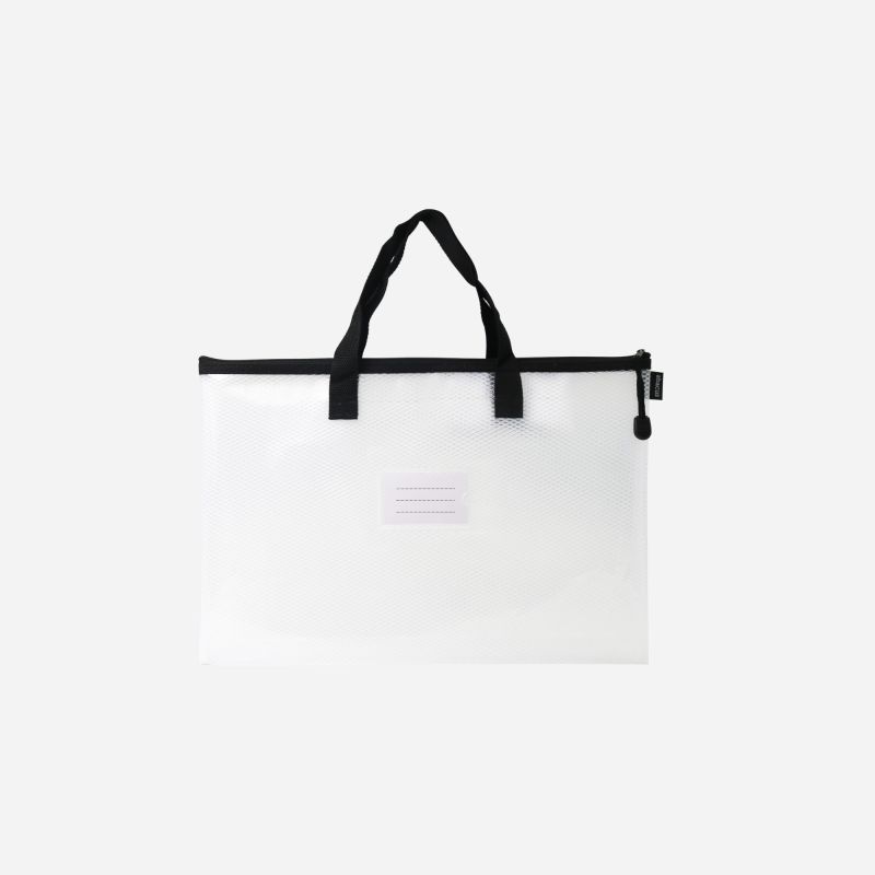 ABACUS ESSENTIALS HANDLED ZIP MESH GUSSET BAG