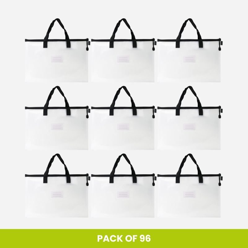 ABACUS ESSENTIALS HANDLED A4+ ZIP MESH BAG BULK PACK OF 96