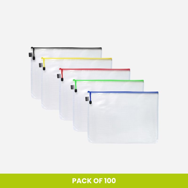ABACUS ESSENTIALS A4 ZIP MESH BAG BULK PACK OF 100