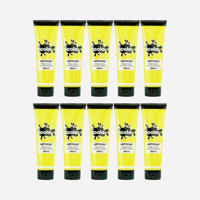 BLOCK PRINTING W/C INK 300ML LEMON PACK OF 10