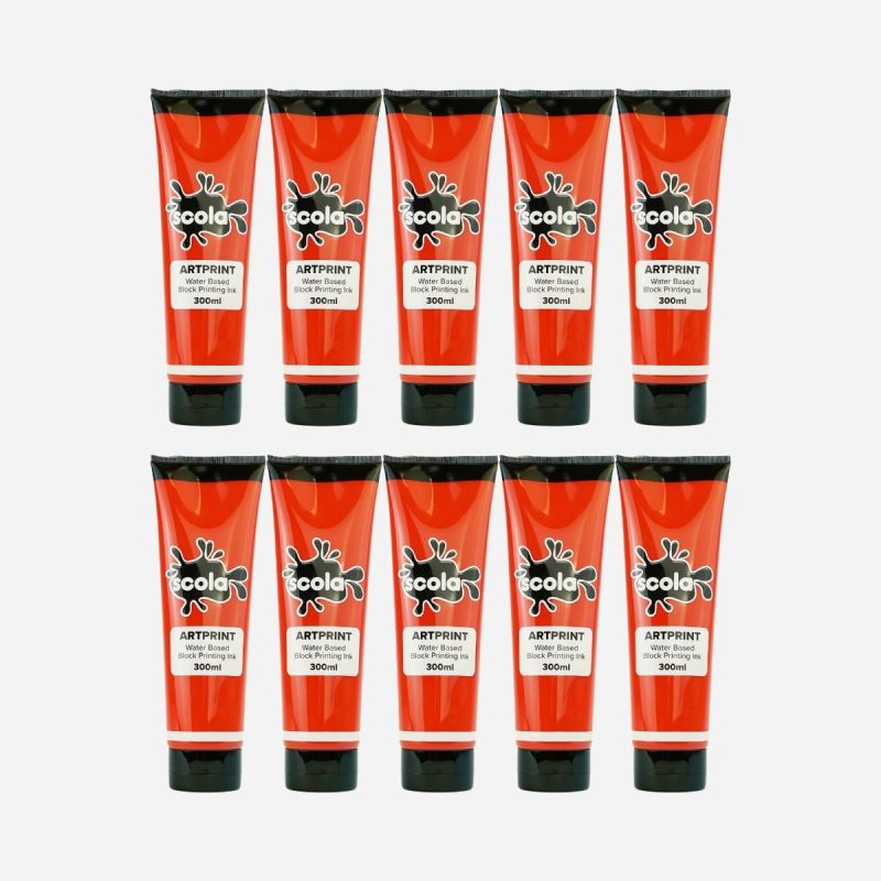 BLOCK PRINTING W/C INK 300ML RED PACK OF 10