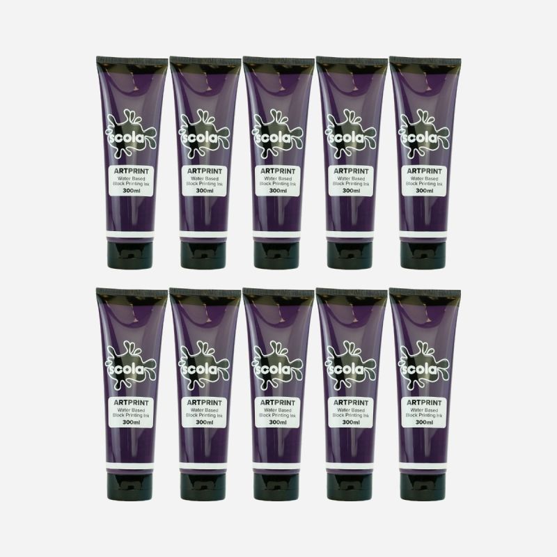 BLOCK PRINTING W/C INK 300ML PURPLE SET OF 10