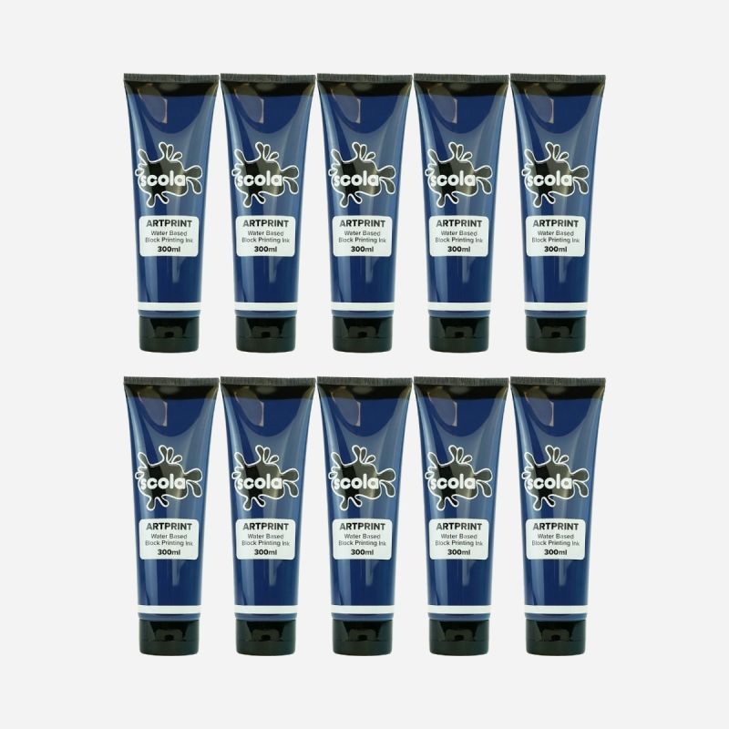 BLOCK PRINTING W/C INK 300ML BLUE SET OF 10