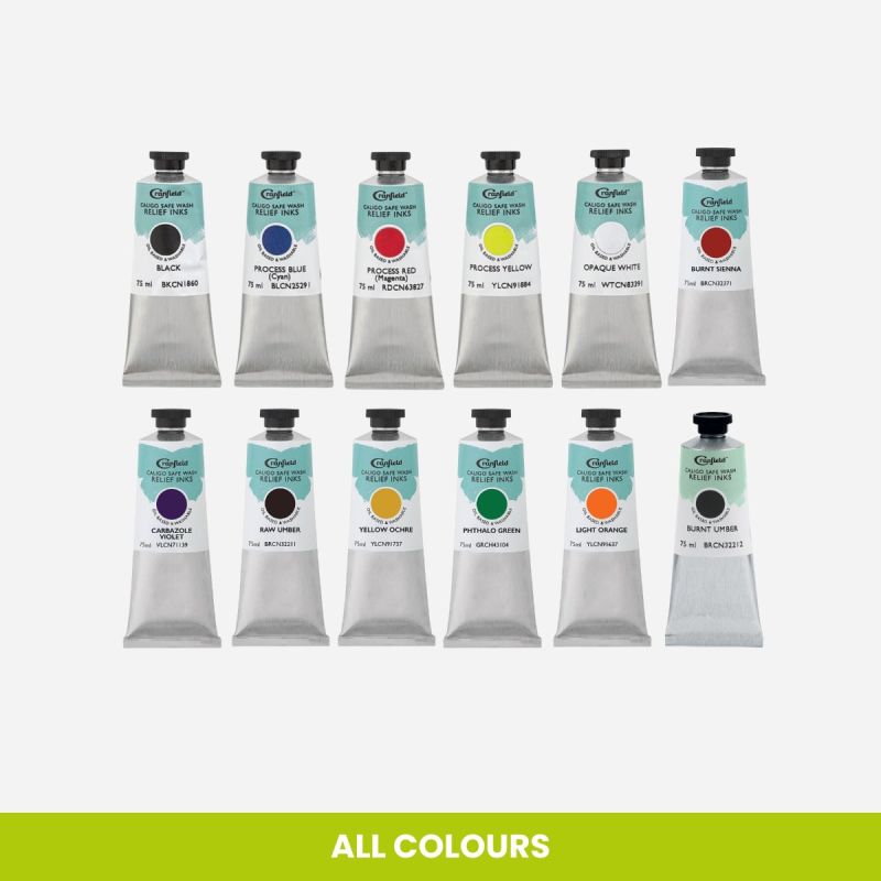 CALIGO SAFE WASH RELIEF INK 75ML TUBE SET OF ALL 18 COLOURS