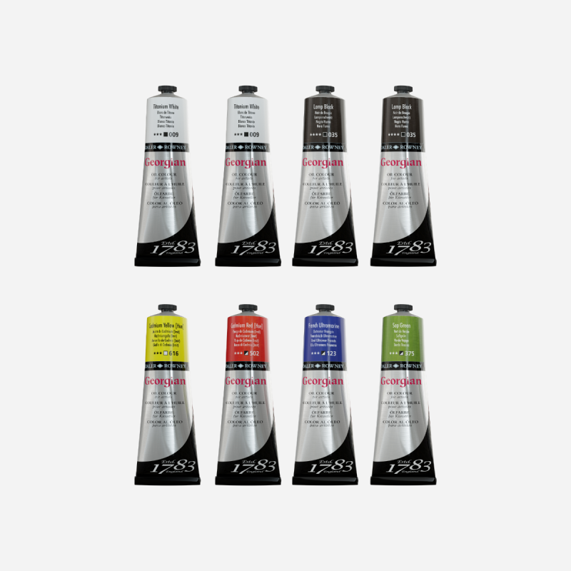 DALER ROWNEY GEORGIAN OIL PAINT 225ML SET OF 8 TUBES - 6 COLOURS