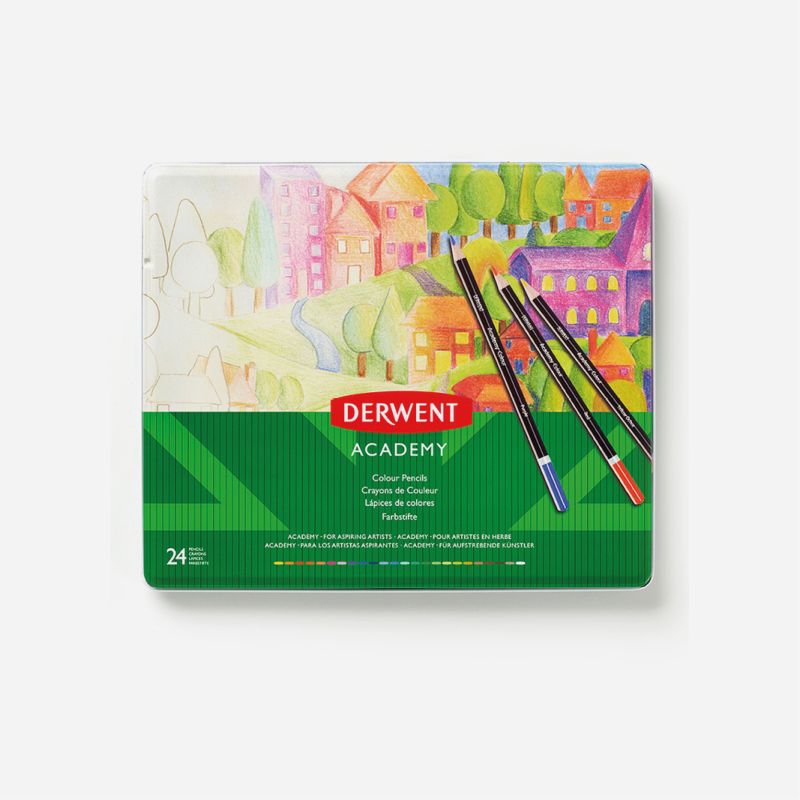 ACADEMY COLOUR PENCILS 24 TIN