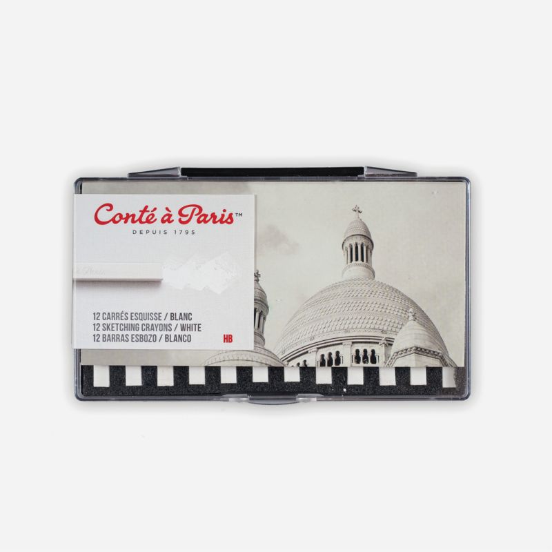 CONTE CARRES CRAYONS 12 WHITE HB SKETCHING