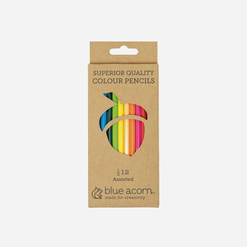 BLUE ACORN COLOURED PENCIL CRAYONS 12 ASSORTED