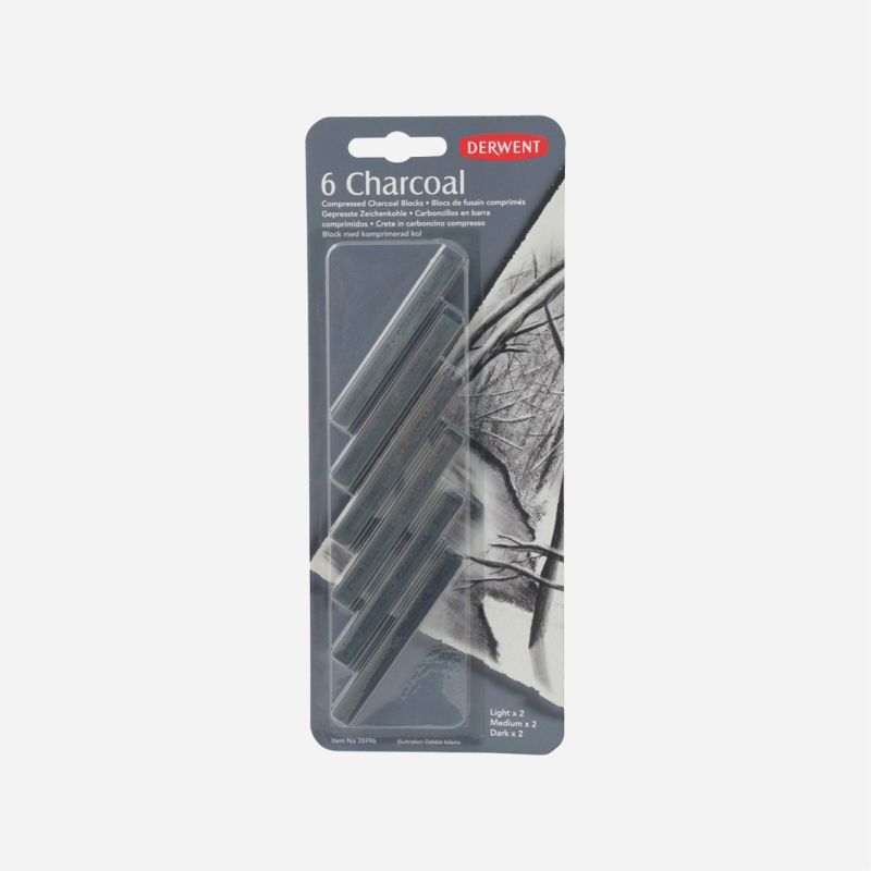 DERWENT COMPRESSED CHARCOAL 6 BLISTER 35996