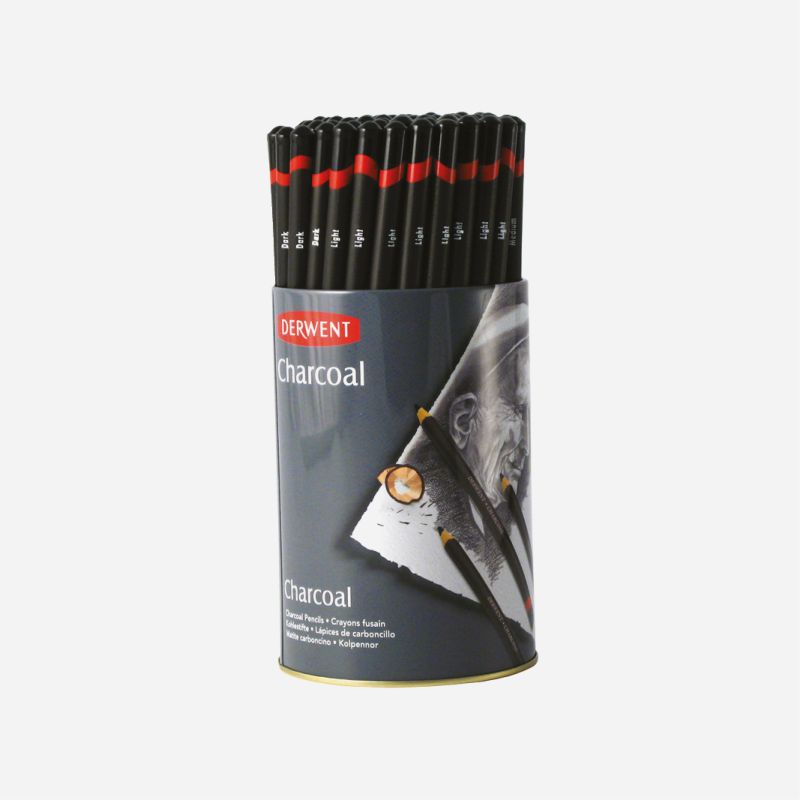 DERWENT CHARCOAL PENCILS 72 DISPLAY TUB
