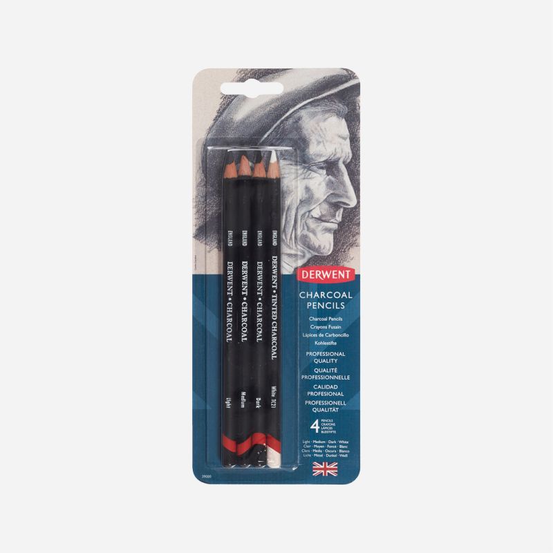 DERWENT CHARCOAL 4 PENCIL BLISTER 39000