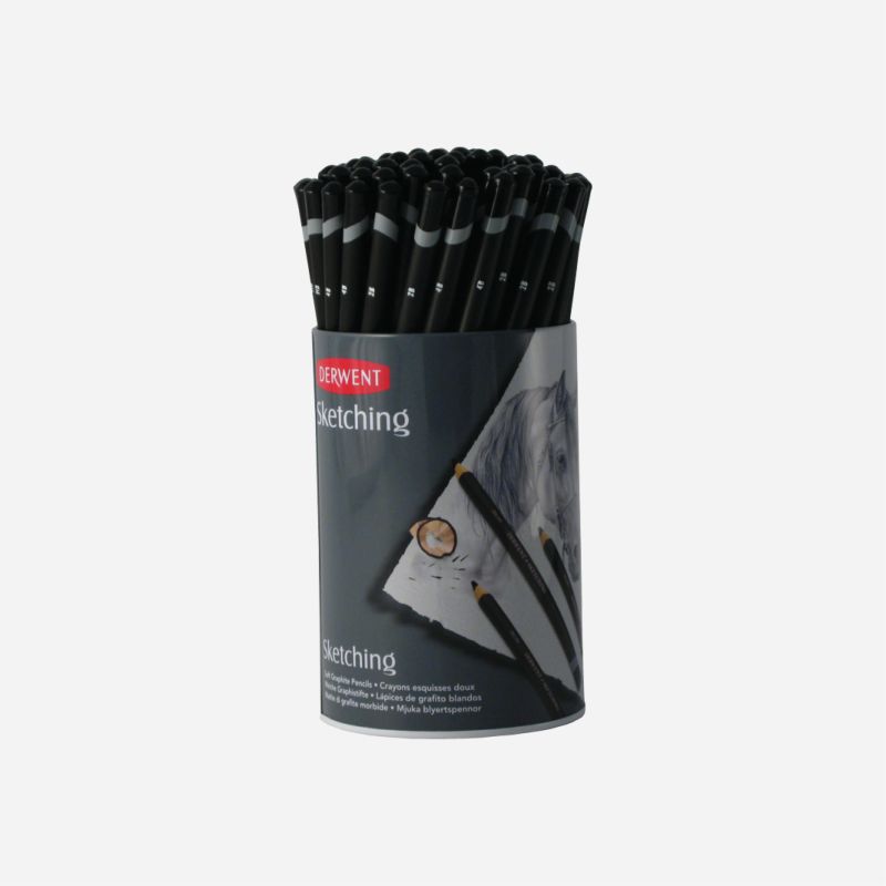 DERWENT SKETCHING PENCIL 72 ASSORTED DISPLAY TUB GREY BAND