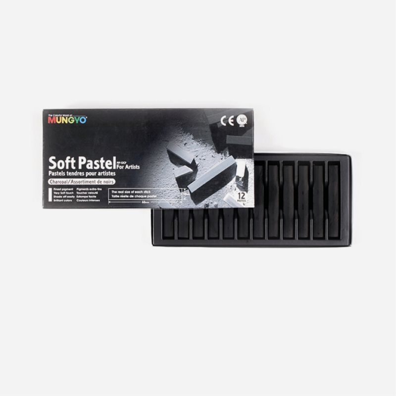 MUNGYO SOFT PASTEL 12 CHARCOAL SET
