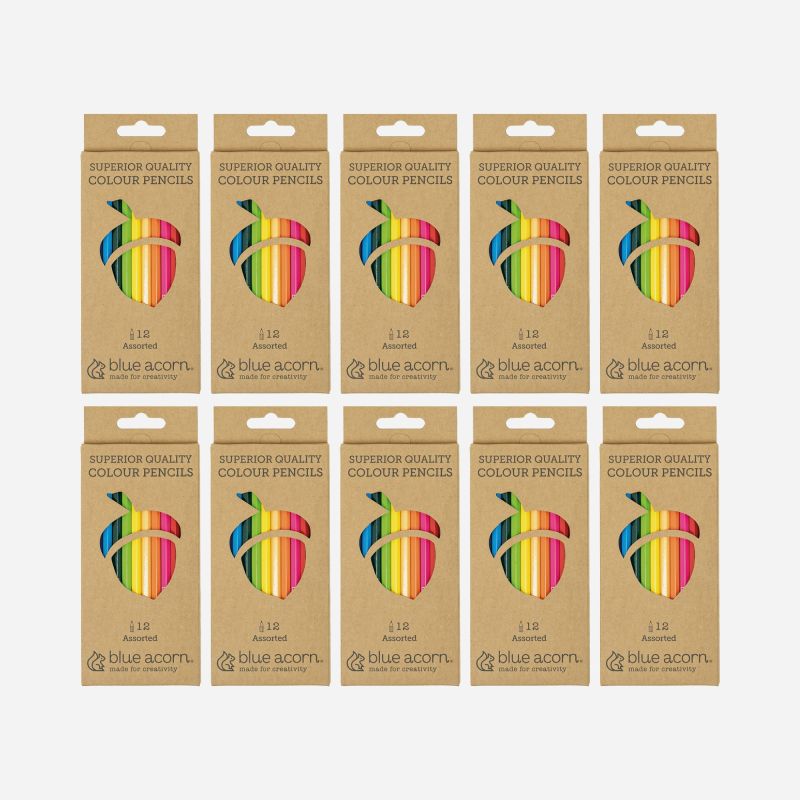 BLUE ACORN COLOURED PENCIL CRAYONS 12 ASSORTED
