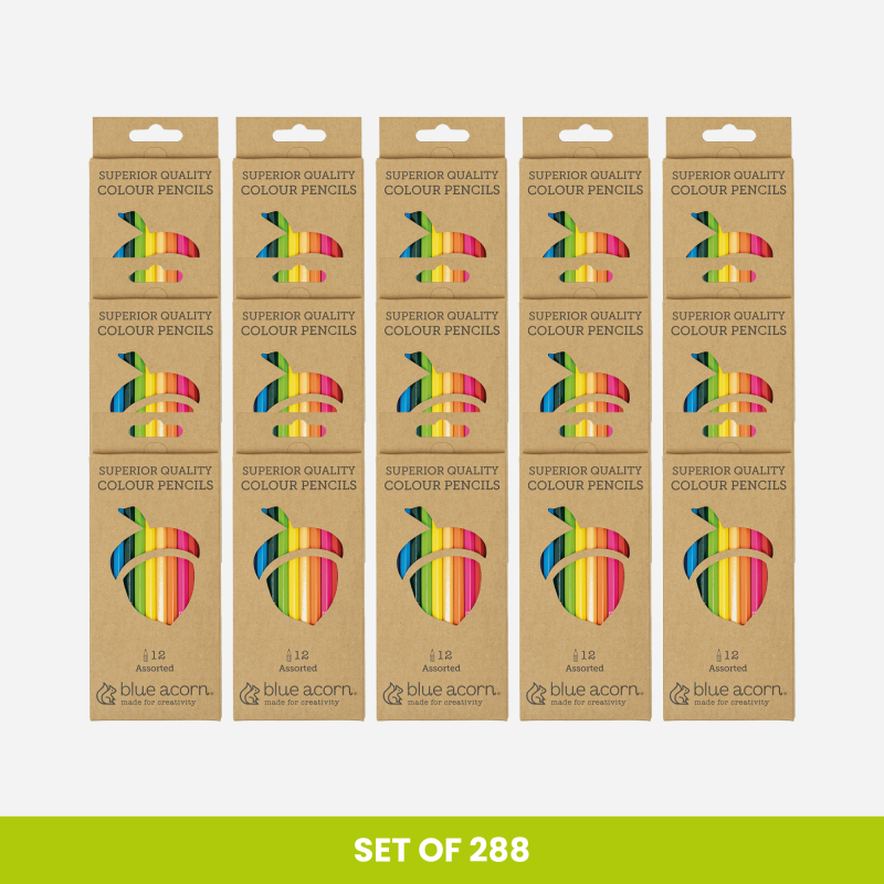 BLUE ACORN COLOURED PENCIL CRAYONS 12 ASSORTED BULK PACK OF 288