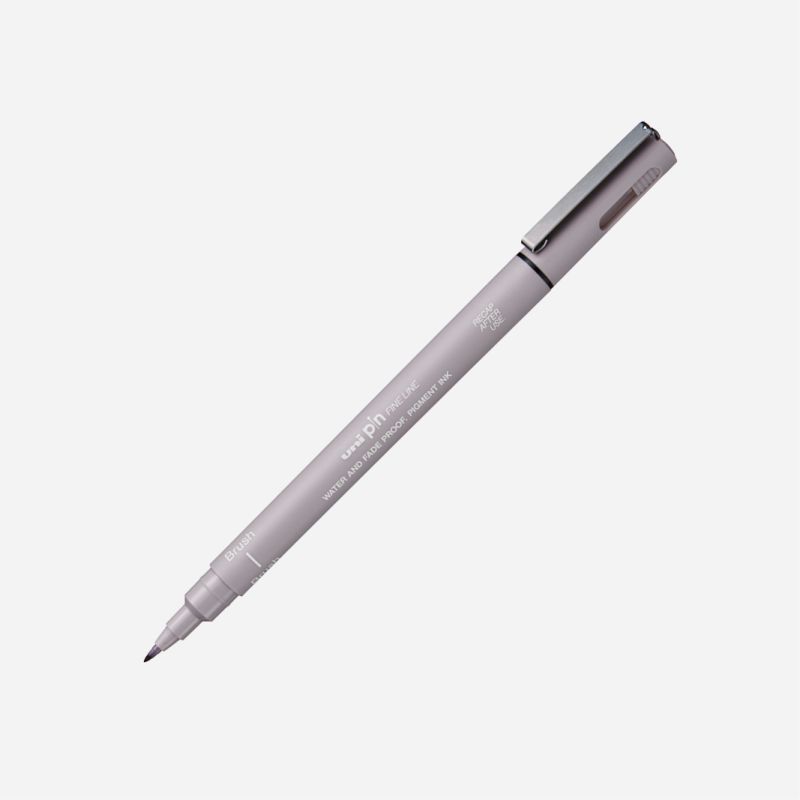UNI PIN BRUSH DRAWING PEN LIGHT GREY