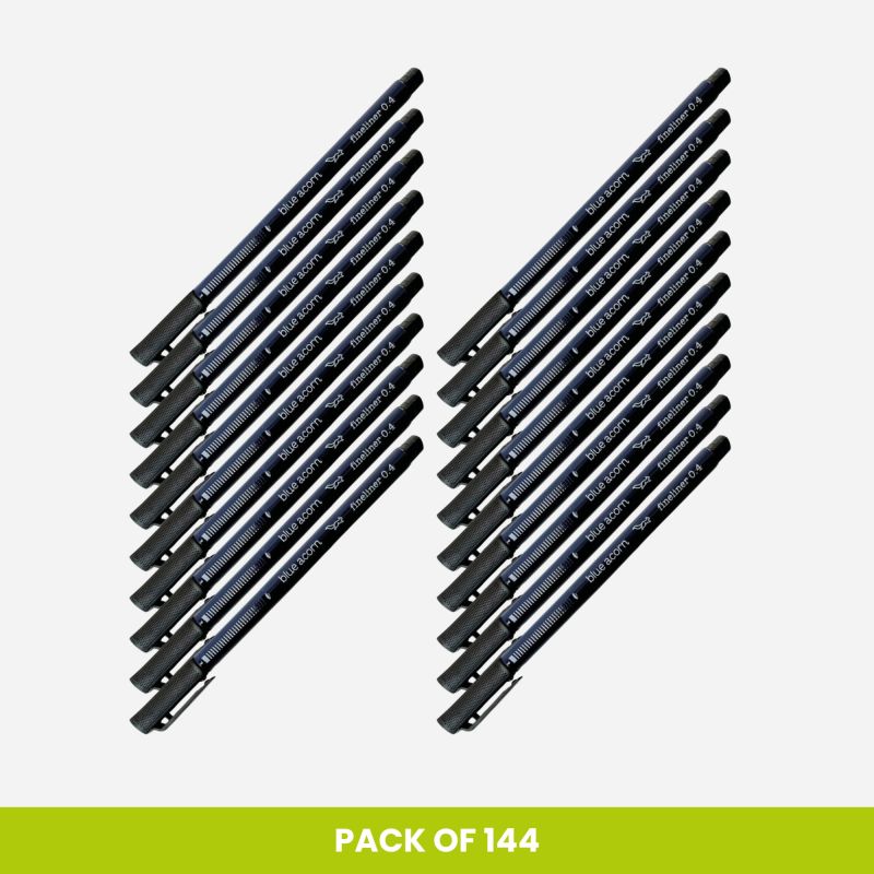 BLUE ACORN FINELINER PEN BLACK 0.4mm PACK OF 144