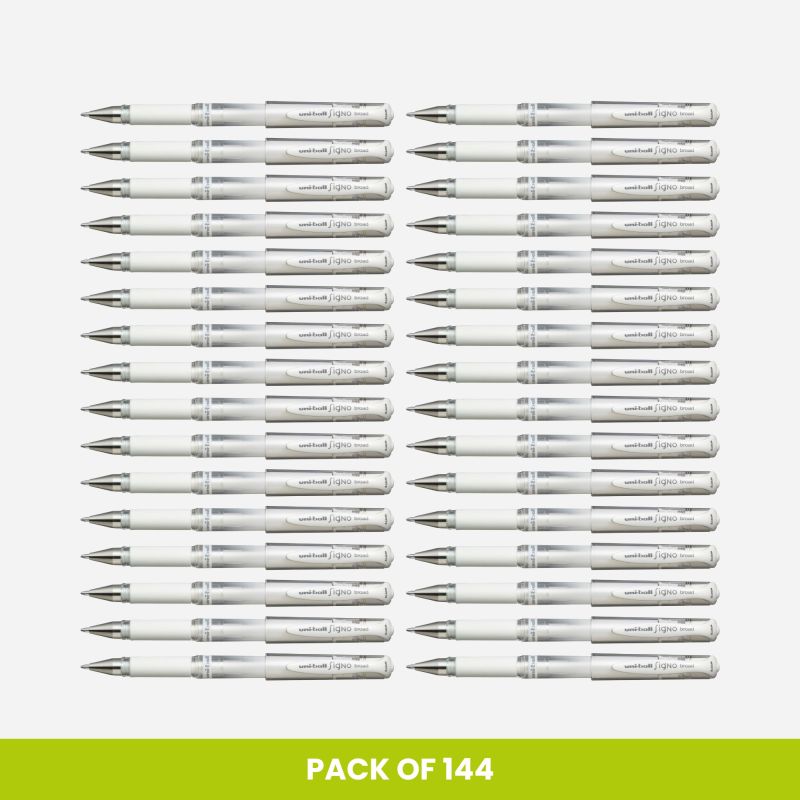 UNI-BALL UM153 SIGNO WHITE GEL PEN BULK PACK OF 144