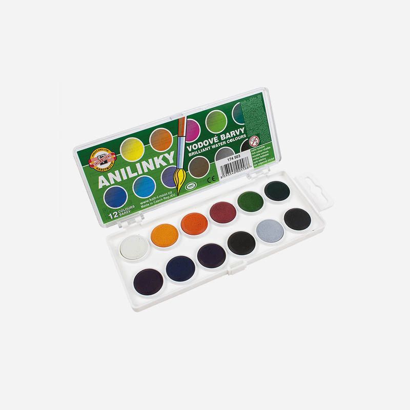 KOH-I-NOOR ANILINKY 12 COLOUR BRILLIANT WATERCOLOUR SET