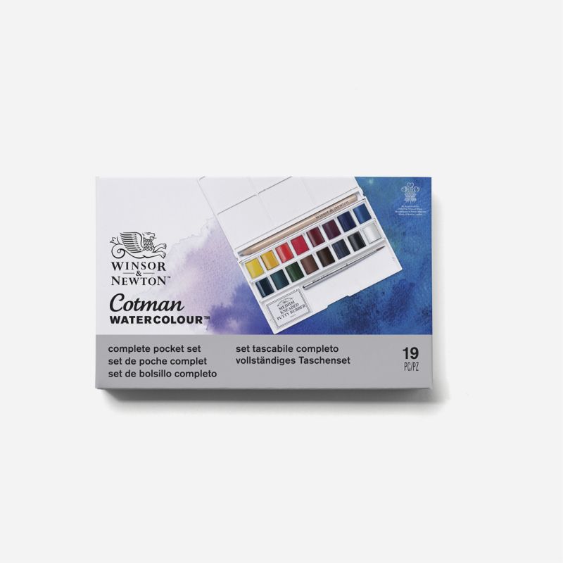 WN COTMAN COMPLETE POCKET SET WATERCOLOUR 19 PIECE