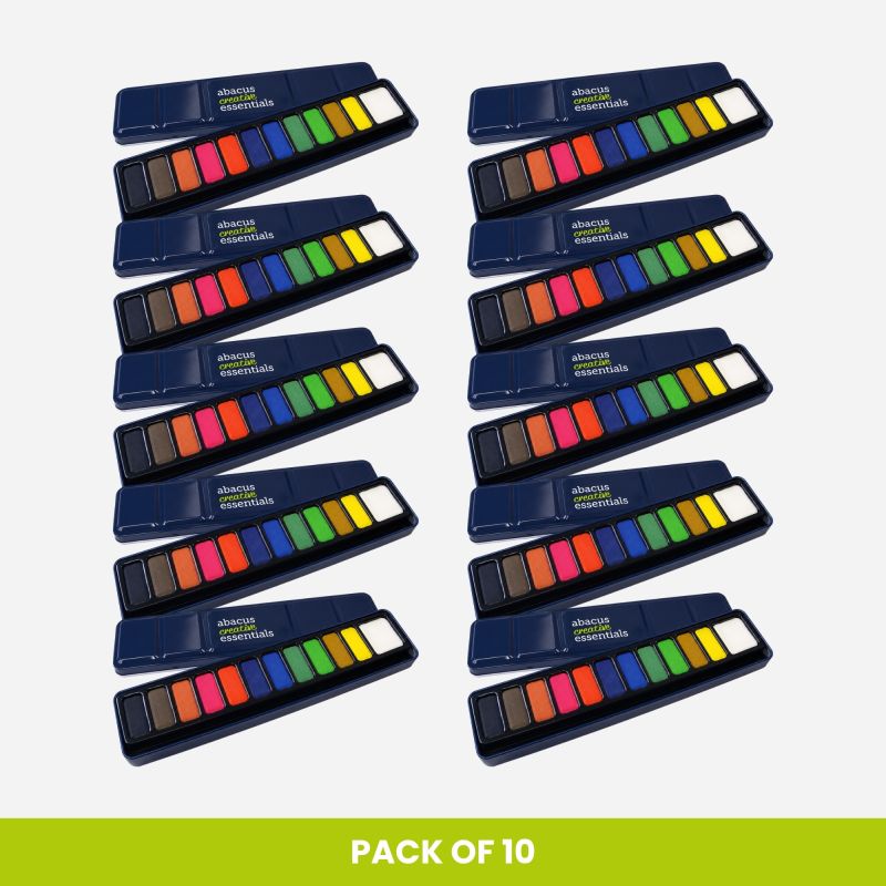 ABACUS ESSENTIALS WATERCOLOUR TIN 12 WHOLE PANS BULK PACK OF 10