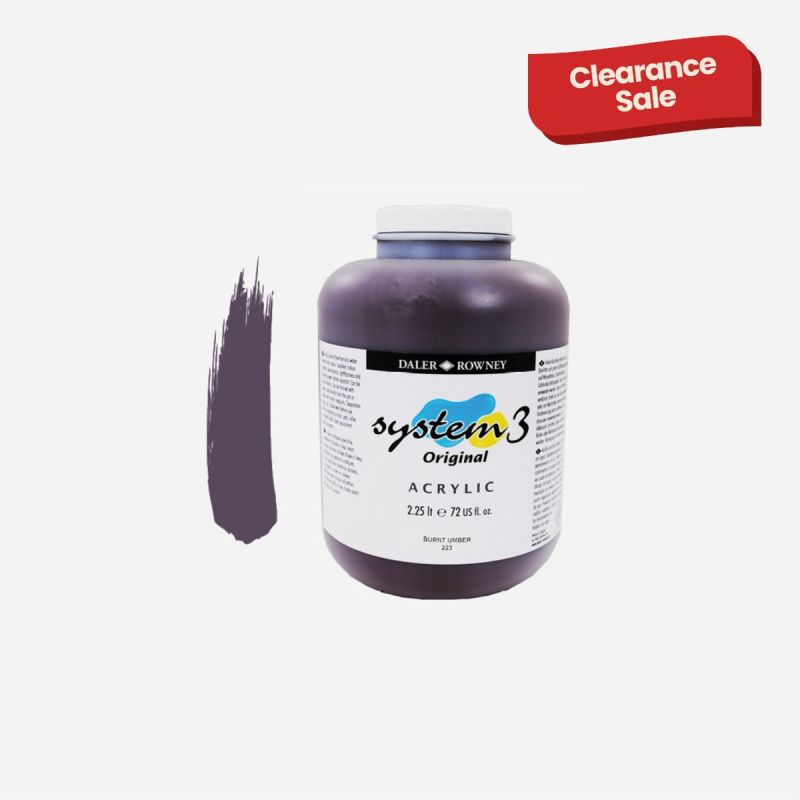 DALER ROWNEY SYSTEM 3 2.25LITRE BURNT UMBER ACRYLIC 