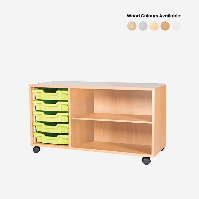 5 TRAY TRIPLE SHELF UNIT WITH 2 CUPBOARDS