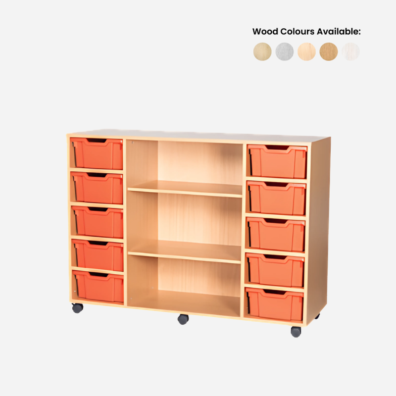 10 DEEP TRAY MOBILE STORAGE UNIT WITH SHELVES