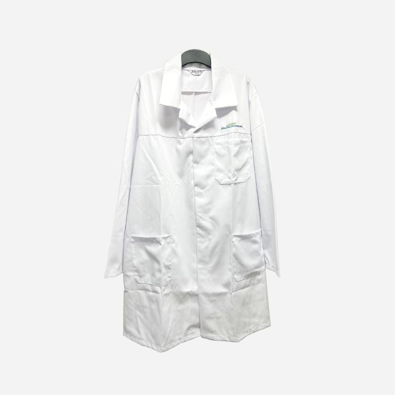 LAB COAT WHITE LARGE 245gsm 65% POLYESTER/35% COTTON