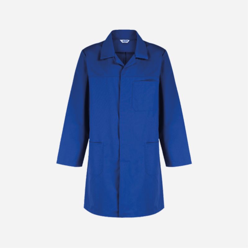 LAB COAT ROYAL BLUE LARGE 245gsm65% POLYESTER/35% COTTON