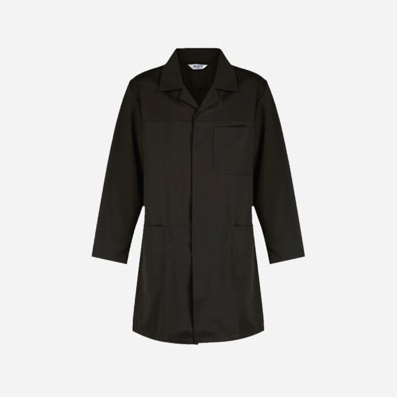 LAB COAT BLACK 245gsm 65% POLYESTER/35% COTTON