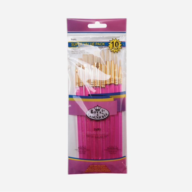 ROYAL WHITE BRISTLE SVP5 SET OF 10 BRUSHES